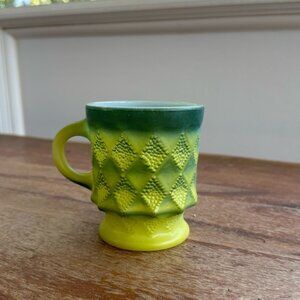 Vintage Fire-King by Anchor Hocking Green Kimberly Diamond Pattern Coffee Mug